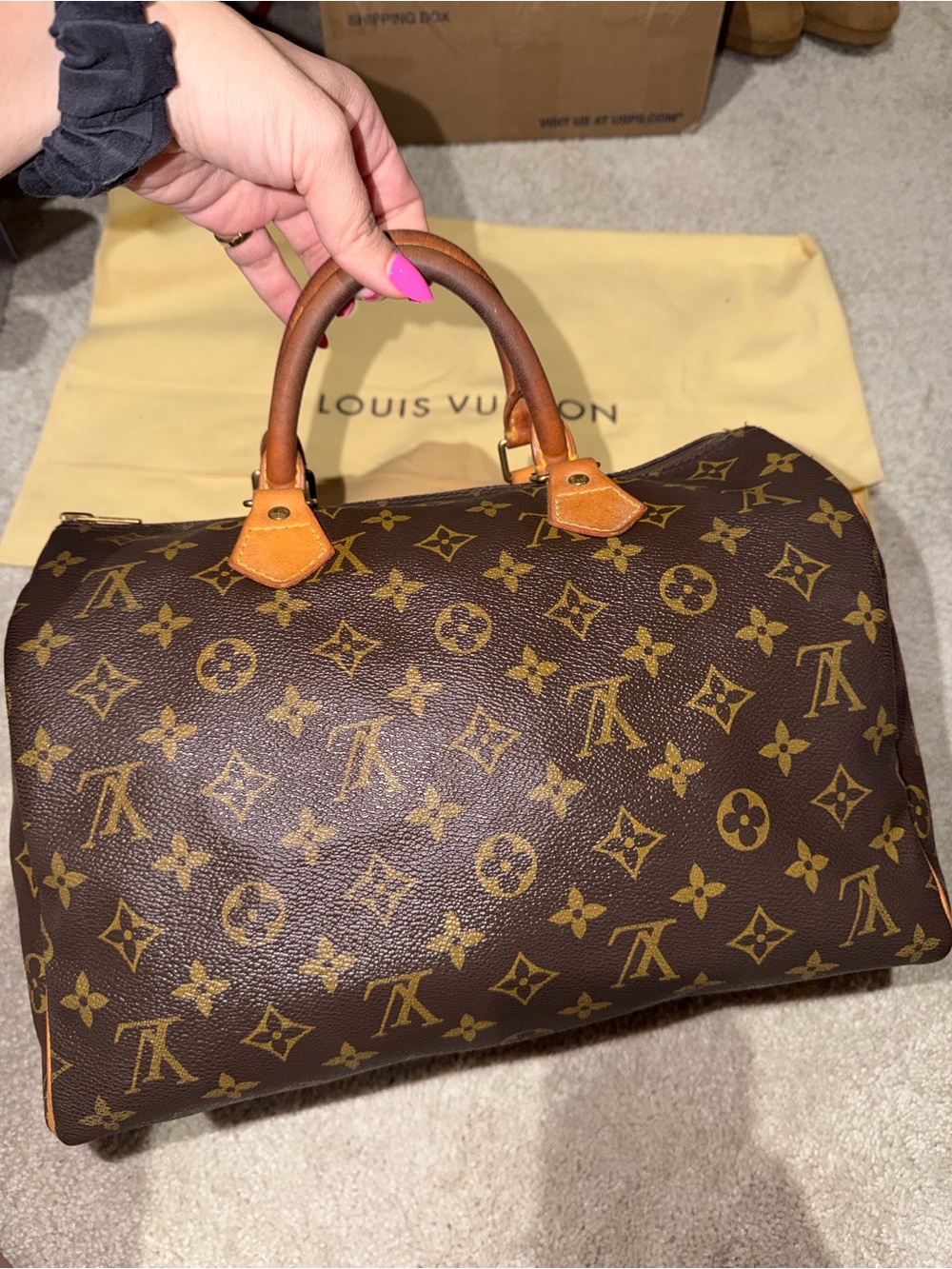 Louis Vuitton Monogram Speedy 30 Handbag in Brown and Tan